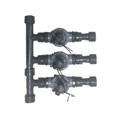 Click here to see Commodity  3-Valve Sprinkler Manifold Setup with Flow Control - Irritrol NPT Globe Valves and 1
