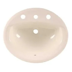 Click here to see American Standard 0476.028.222 American Standard Aqualyn Countertop Sink, Faucet Ledge, Front Overflow, 4in Centers, Linen - 0476.028.222