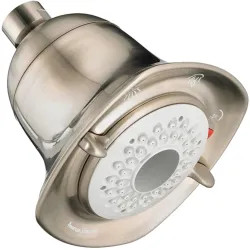 Click here to see American Standard 1660.813.295 American Standard FloWise Square Three-Spray Function Showerhead, 2.0 GPM, WaterSense Certified, CEC Certified, Satin Nickel - 1660.813.295