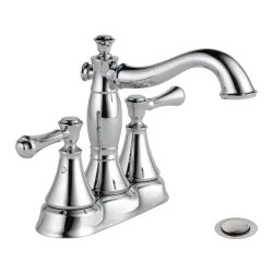 Click here to see Delta 2597LF-MPU Delta Cassidy Centerset Lavatory Faucet, Hook Spout, 4