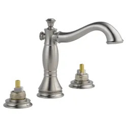 Click here to see Delta 3597LF-SSMPU-LHP Delta Cassidy Hook Spout Stainless Lavatory Faucet for 6