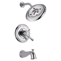 Click here to see Delta T17497 Delta Cassidy Monitor 17 Series Two-Handle Tub/Shower Faucet with H2Okinetic Rain Showerhead, 1.75 GPM, Lever Handles, Chrome - T17497