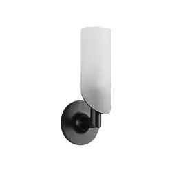 Click here to see Brizo 697075-BL Brizo Odin Single Light Sconce w/ Satin Etched Glass Dome, 60 Watts, Matte Black - 697075-BL