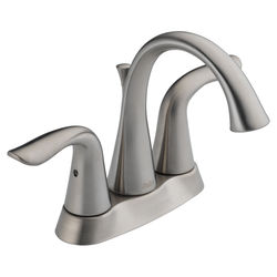Click here to see Delta 2538-SSTP-DST Delta Lahara Two-Handle Centerset Bathroom Faucet with Drain, DIAMOND Seal, Tract-Pack, Lever Handles, 1.2 GPM, Stainless - 2538-SSTP-DST