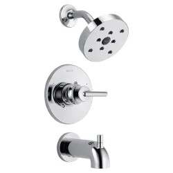 Click here to see Delta T14459 Delta Trinsic Monitor 14 Series H2Okinetic Tub/Shower Faucet with Rain Showerhead, Single-Handle, 1.75 GPM, Lever Handle, Chrome - T14459