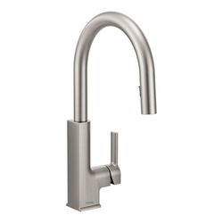Click here to see Moen S72308SRS Moen STO Single Handle High Arc Pull-Down Kitchen Faucet, Spot Resist Stainless - S72308SRS