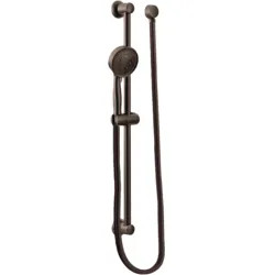 Click here to see Moen 3667EPORB Moen 4-3/8in Four-Function Handheld Shower with 30in Slide Bar, Round, Eco-Performance, 1.75 GPM, WaterSense, Oil Rubbed Bronze - 3667EPORB