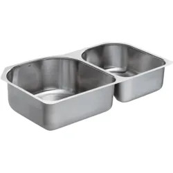Click here to see Moen G18265 Moen G18265 1800 Series Stainless Steel 18 Gauge Double Bowl Sink