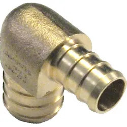 Click here to see Commodity  3/4 x 1/2 Inch PEX 90 Degree Elbow, Brass Construction