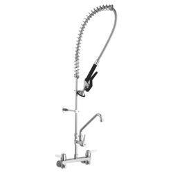 Click here to see Delta 55C1583 Delta 55C1583 CER-TECK 8-Inch Wallmount Deckmount Pre-Rinse Faucet, Spray Hose w/ Faucet, Hooded Lever Handles