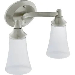 Click here to see Moen YB2862BN Moen YB2862BN Eva Brushed Nickel Two-Globe Bath Light Fixture