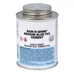 Click here to see Oatey 30891  1/2 Pint (8 Oz.) Rain-R-Shine Medium Blue PVC Cement