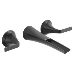 Click here to see Brizo T65851LF-BL Brizo Sotria Two-Handle Bathroom Faucet w/ Channel Spout, Less Drain, Wall-Mount, 1.5 GPM, Matte Black - T65851LF-BL