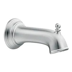 Click here to see Moen 3814 Moen Brantford Wall-Mount Chrome Tub Spout with Pull-Up Diverter, 1/2-inch Connection Size, IPS - 3814