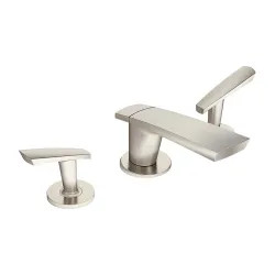Click here to see Symmons SLW-4112-STN-1.5 Symmons Naru Two-Handle Widespread Deck-Mount Bathroom Faucet with Pop-Up Drain and Lift Rod, WaterSense, 1.5 GPM, Satin Nickel - SLW-4112-STN-1.5