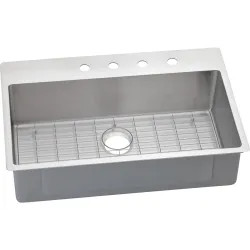 Click here to see Elkay ECTSRS33229BG4 Elkay ECTSRS33229BG4 Crosstown Stainless Steel Single Bowl Dual Mount Sink Kit - 4 Holes
