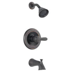 Click here to see Delta T14438-RB Delta Lahara Monitor 14 Series Single-Handle Tub/Shower Faucet with 5-Setting Rain Showerhead, 1.75 GPM, Lever Handle, Venetian Bronze - T14438-RB