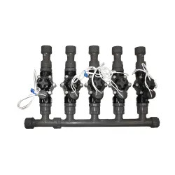 Click here to see Commodity  5-Valve Sprinkler Manifold Setup with Flow Control - Weathermatic 1
