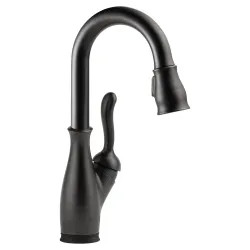 Click here to see Delta 9678T-RB-DST Delta Leland Pull-Down Bar/Prep Faucet, Single Handle, Touch2O, TouchClean, Diamond Seal, 1.8 GPM, Venetian Bronze - 9678T-RB-DST