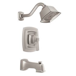 Click here to see Moen T2163EPSRN Moen Boardwalk Posi-Temp Tub/Shower Faucet, 1.75 GPM, 1-Function, Single Lever Handle, Eco-Performance, Diverter Spout, Spot Resist Brushed Nickel - T2163EPSRN