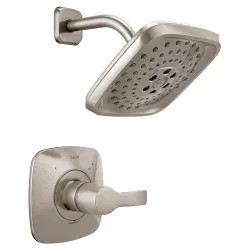 Click here to see Delta T14252-SS Delta Tesla Monitor 14 Series Single-Handle H2Okinetic Shower Faucet with 3-Setting Rain Showerhead, 1.75 GPM, Lever Handle, Stainless - T14252-SS