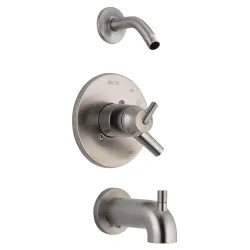 Click here to see Delta T17459-SSLHD Delta Trinsic Monitor 17 Series Two-Handle Tub/Shower Faucet with Volume Control, Lever Handle, Less Showerhead, Stainless - T17459-SSLHD