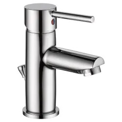 Click here to see Delta 559LF-PP Delta Modern Tubular Single-Hole Chrome Lavatory Faucet, Metal Pop-Up, 1.2 GPM, Single-Handle, Rounded Lever Handle, Project Pack - 559LF-PP