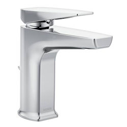Click here to see Moen S8000 Moen Via Single-Handle Low Arc Chrome Bathroom Faucet with Metal Pop-Up and Red/Blue Indicators, 1.2 GPM, Lever Handle, Single-Hole - S8000