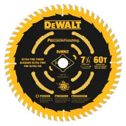 Click here to see Dewalt DW3596B10 Dewalt DW3596B10 Circular Saw Blade, 7-1/4in Dia x 0.039in T, 60 Teeth, 5/8in Arbor