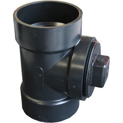 Click here to see Commodity  4in ABS DWV Cleanout Tee with Threaded Plug and O-Ring, Hub x Hub x Female National Pipe Thread (FPT)