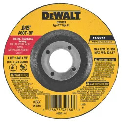 Click here to see Dewalt DW8424 Dewalt 1394956 Depressed Center Fast Cutting Grinding Wheel