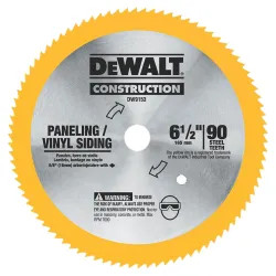Click here to see Dewalt DW9153 Dewalt DW9153 Circular Saw Blade, 6-1/2in Dia x 0.039in T, 90 Teeth, 5/8in Arbor