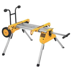 Click here to see Dewalt DW7440RS DEWALT Aluminum Rolling Table Saw Stand with 220lbs Capacity, Soft-Grip Handle, Foldable Legs - DW7440RS