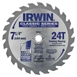 Click here to see Irwin 25130 Irwin Classic 25130 General Purpose Universal Arbor Circular Saw Blade, 7-1/4 in Dia, 24 Teeth