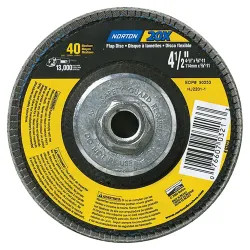 Click here to see Norton 3211 Norton 03211 3X High Performance Flap Disc, 4-1/2 in, 40 Grit, 5/8-11 Arbor