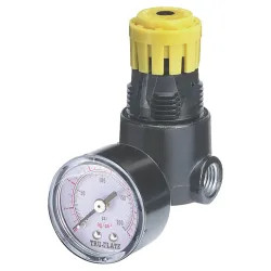 Click here to see Tru-Flate 24-444 Tru-Flate 24-444 Mini Air Line Regulator with Pressure Gauge, 1/4 in NPTF, 13 scfm, 2.9 in H