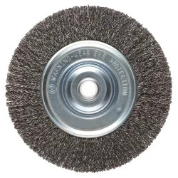 Click here to see Weiler 36433 Weiler Vortec Pro 36433 Wire Wheel Brush, 4 in Dia, 0.04 in Wire, Abrasive Nylon, Coarse