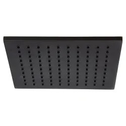 Click here to see Jones Stephens S0194RB Jones Stephens 8in Square Contemporary Rain Shower Head with Black Rubber Tips, 2.5 GPM, Oil Rubbed Bronze - S0194RB