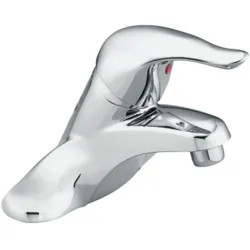 Click here to see Moen L64600 Moen Chateau Single-Handle Low Arc Chrome Centerset Bathroom Faucet, 1.2 GPM, ADA Lever Handle, Three-Hole, Less Drain, Bulk Pack - L64600