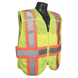 Click here to see Radians SV24-2ZGM-M/L Radwear SV24-2ZGM 2-Tone Breakaway Expandable Safety Vest, Large, 100% Polyester Mesh