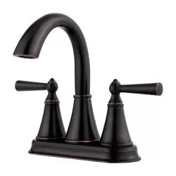 Click here to see Pfister LG48-GL0Y Pfister Saxton Centerset Bathroom Faucet with Push and Seal Drain, Two-Handle, 1.2 GPM, Lever Handle, ADA, Pforever Seal, Tuscan Bronze - LG48-GL0Y