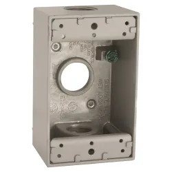 Click here to see Bell 5324-5 Bell 5324-5 Gray Weatherproof Box with Three Threaded Outlets