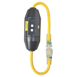 Click here to see Yellow Jacket 2817 Yellow Jacket Contractor Grade SJTW Super Flexible Extension Cord With In-Line GFCI and Lightened End, 3 12 AWG, 15 A