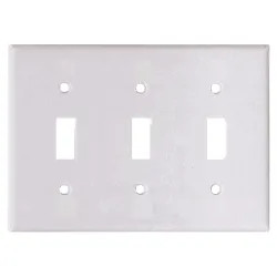 Click here to see Arrow Hart 2141W-BOX Arrow Hart 2141W-BOX Standard Wall Plate, 3 Gang, 4-1/2 in L X 6-3/8 in W X 0.08 in T, White