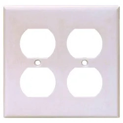 Click here to see Arrow Hart 2150W-BOX Arrow Hart 2150W-BOX Standard Wall Plate, 2 Gang, 4-1/2 in L X 4.563 in W X 0.08 in T, White