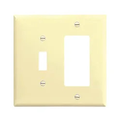 Click here to see Arrow Hart 2153V-BOX Arrow Hart 2153V-BOX Combination Wall Plate, 2 Gang, 4-1/2 in L X 4.563 in W X 0.08 in T, Ivory