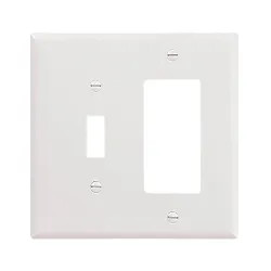 Click here to see Arrow Hart 2153W-BOX Arrow Hart 2153W-BOX Combination Wall Plate, 2 Gang, 4-1/2 in L X 4.563 in W X 0.08 in T, White