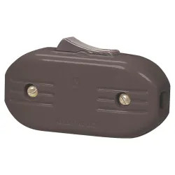 Click here to see Cooper BP933B Cooper 933B Feed-Through Carded Cord Switch, 120 VAC, 3 A, 1-1/4 in L X 2-1/2 in W, Brown