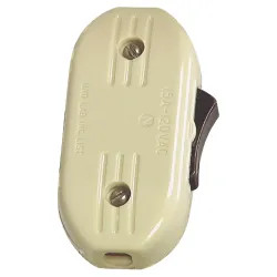 Click here to see Cooper BP933V Cooper 933V Feed-Through Carded Cord Switch, 120 VAC, 3 A, 1-1/4 in L X 2-1/2 in W, Ivory