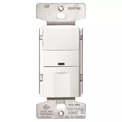 Click here to see Cooper OS306U-W-K Cooper OS306U-W-K Standard Occupancy/Vacancy Sensor Switch, 600 W, 120 VAC, 450 sq-ft, 180 deg